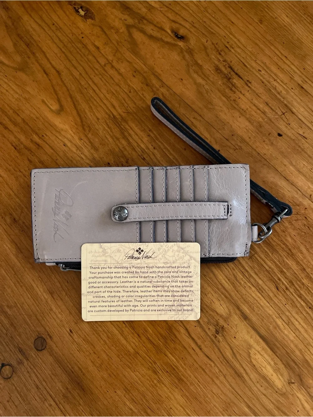 Patricia Nash Leather Alanna Card Wallet Wristlet in Stone